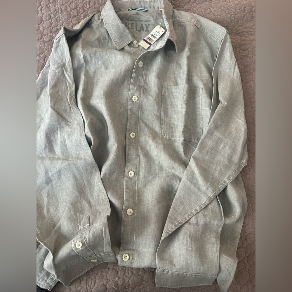 Tommy Bahama Light Gray Casual Button Down Shirt
